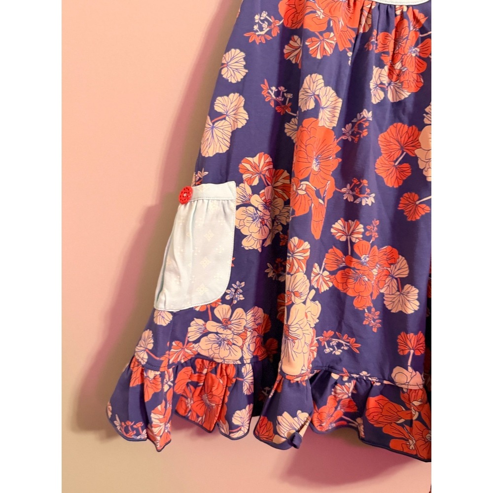 Matilda Jane Floral Ruffle top‎ Girls Kids Blue Orange Pink Flowers Bow Pockets - Picture 3 of 6